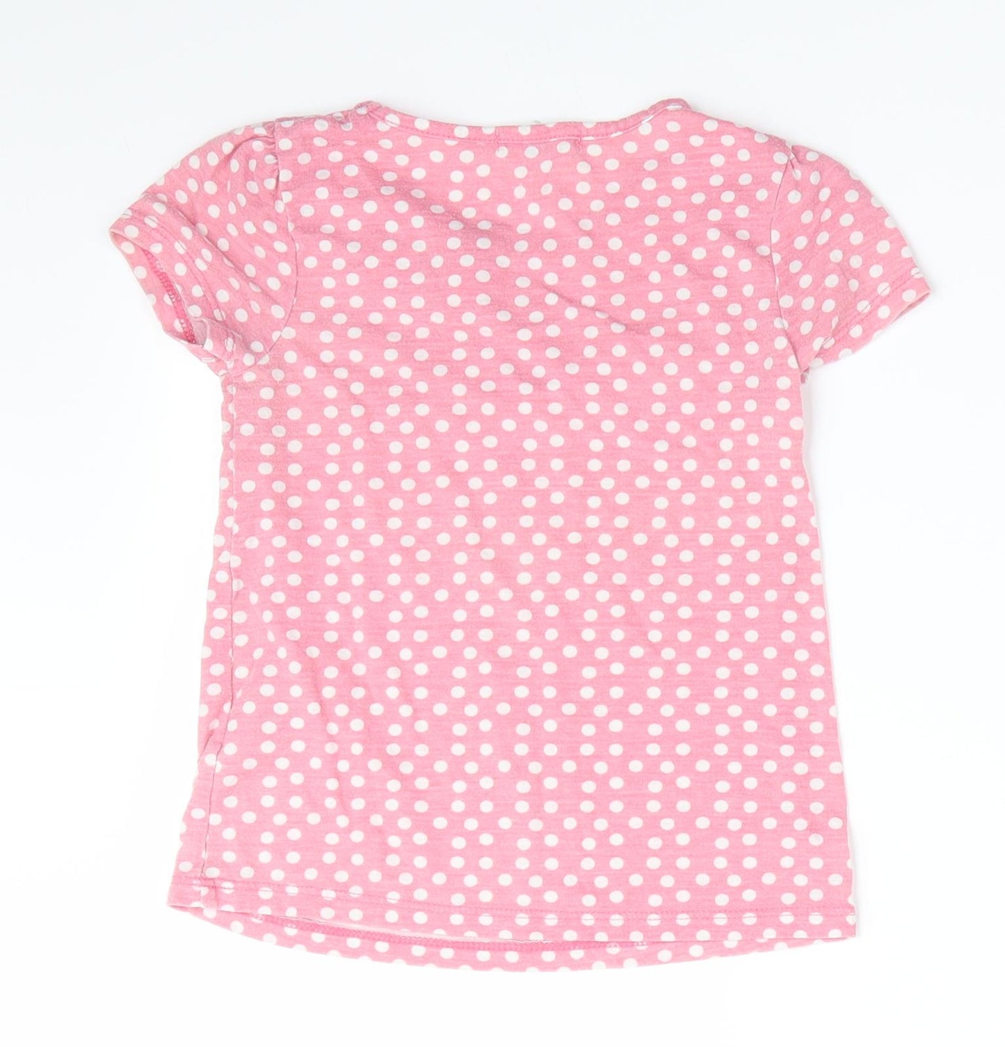 John Lewis Girls Pink Polka Dot  Basic T-Shirt Size 6 Years