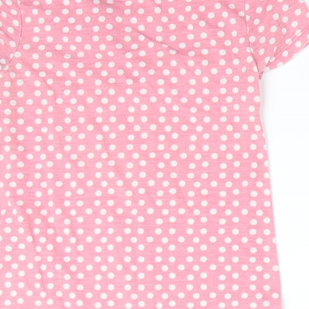 John Lewis Girls Pink Polka Dot  Basic T-Shirt Size 6 Years