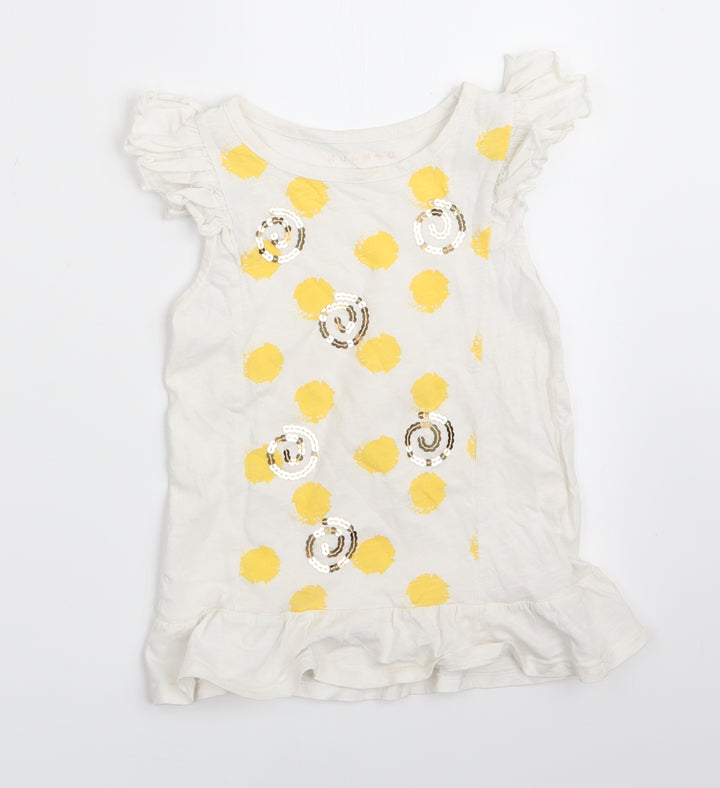 Nutmeg Girls White Polka Dot T-Shirt Dress Size 3-4 Years - Sequinns Gold