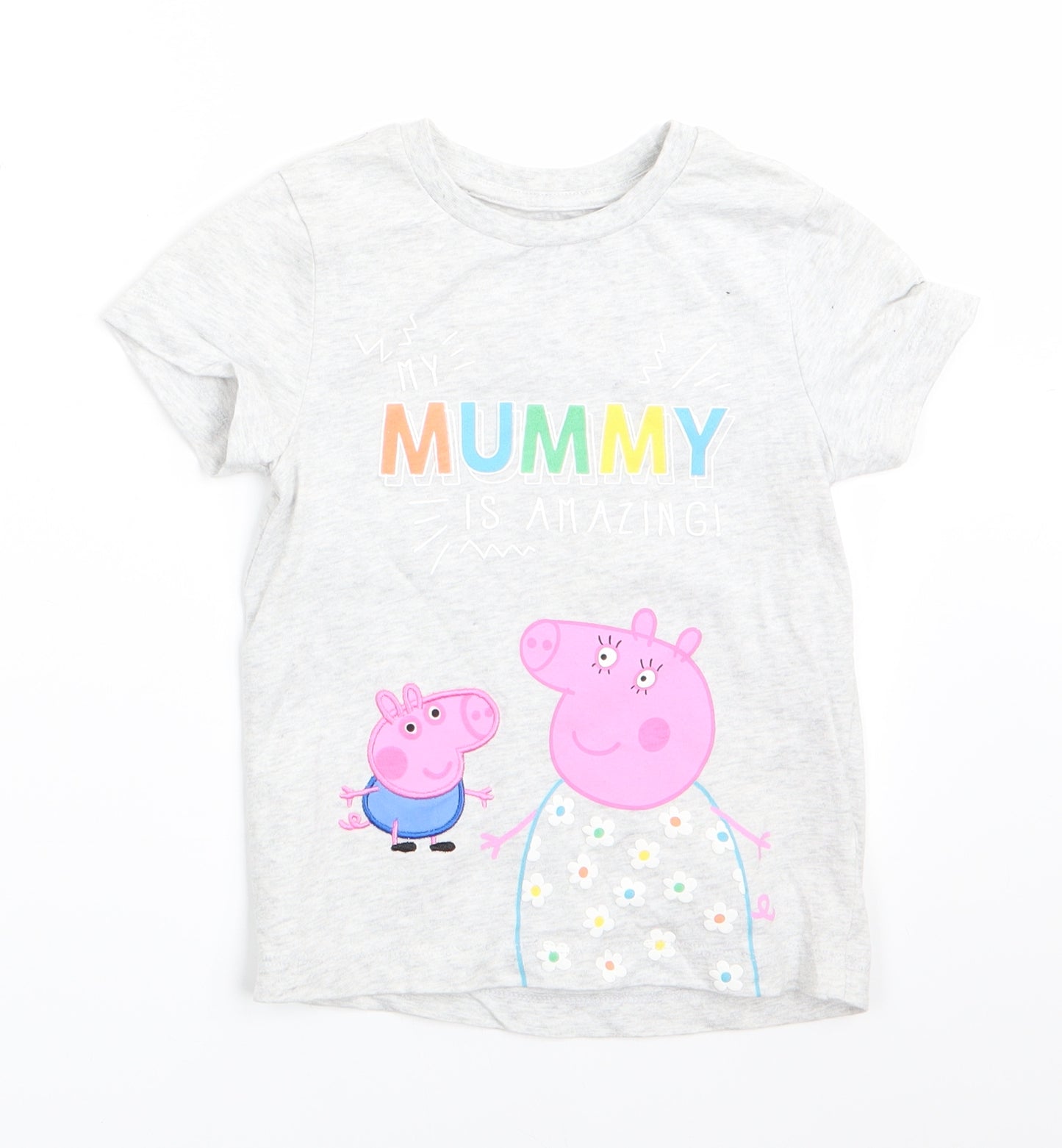 Nutmeg Girls Grey Animal Print  Basic T-Shirt Size 2-3 Years  - Peppa pig