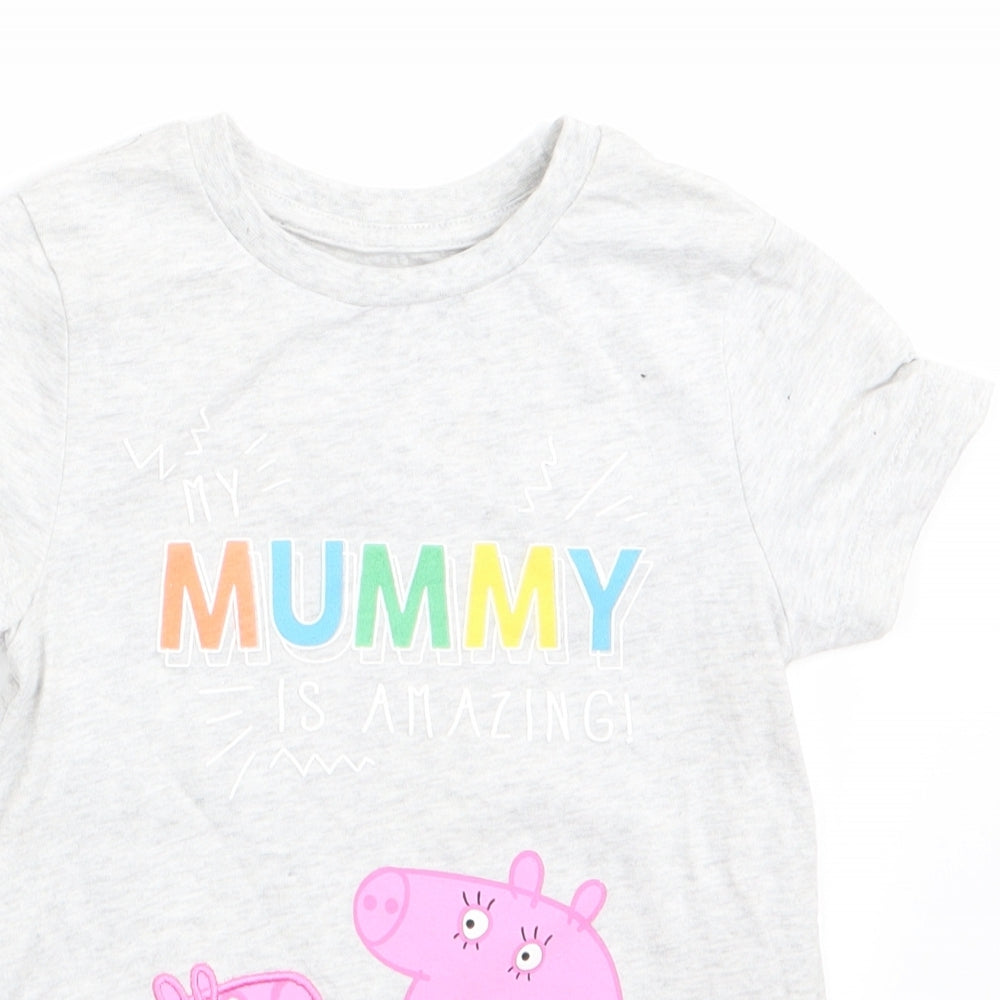 Nutmeg Girls Grey Animal Print  Basic T-Shirt Size 2-3 Years  - Peppa pig