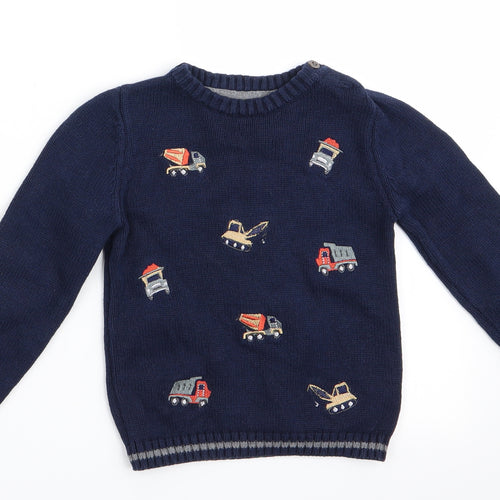 Ministry of Rascals Boys Blue   Pullover Jumper Size 12-18 Months  - Diggers and trucks