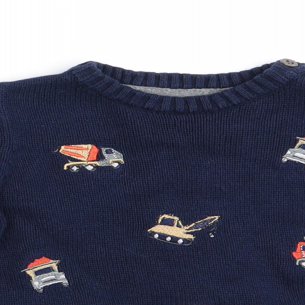 Ministry of Rascals Boys Blue   Pullover Jumper Size 12-18 Months  - Diggers and trucks