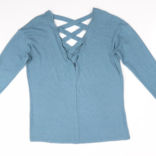 Preworn Womens Blue   Pullover Jumper   - Chris Cross Back detail