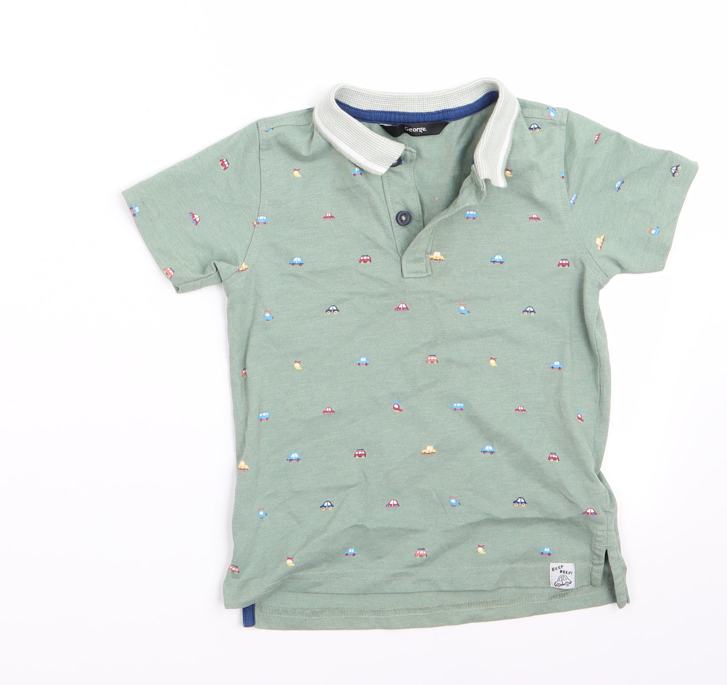 George Boys Green   Basic Polo Size 2-3 Years  - Car print