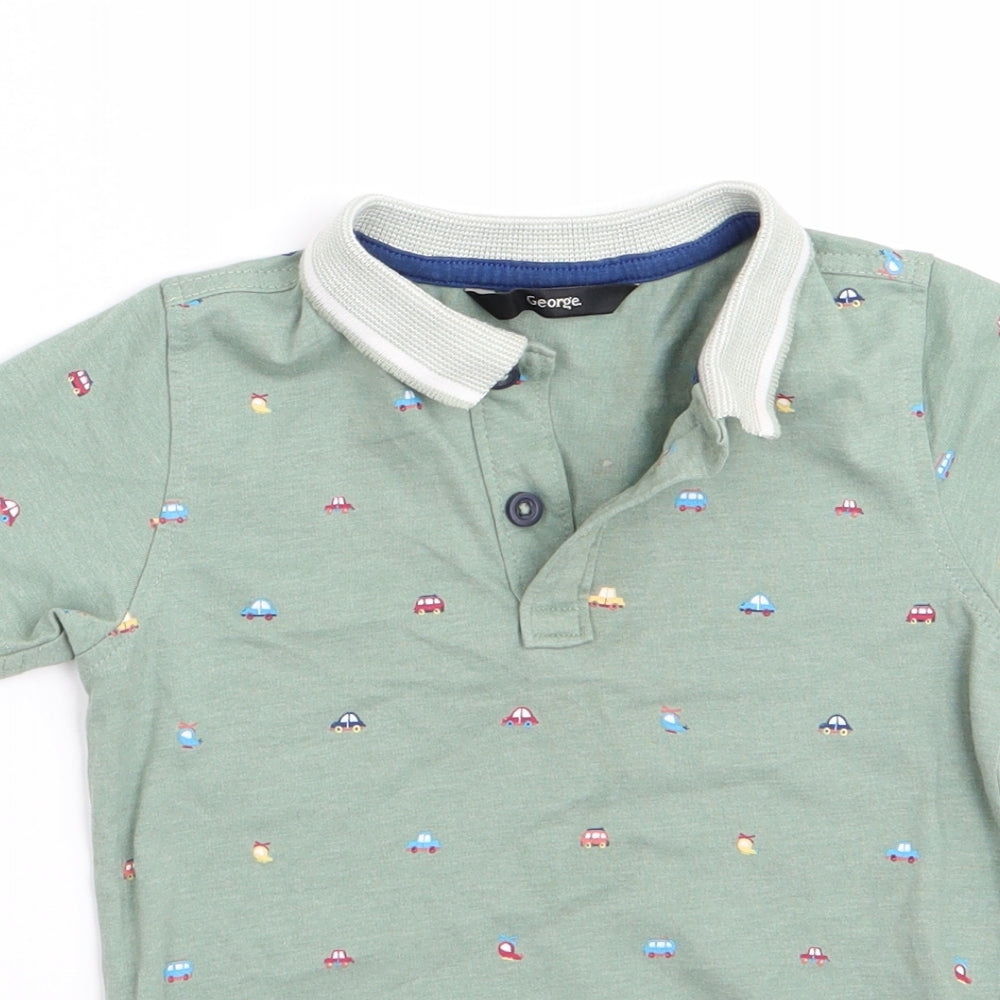 George Boys Green   Basic Polo Size 2-3 Years  - Car print
