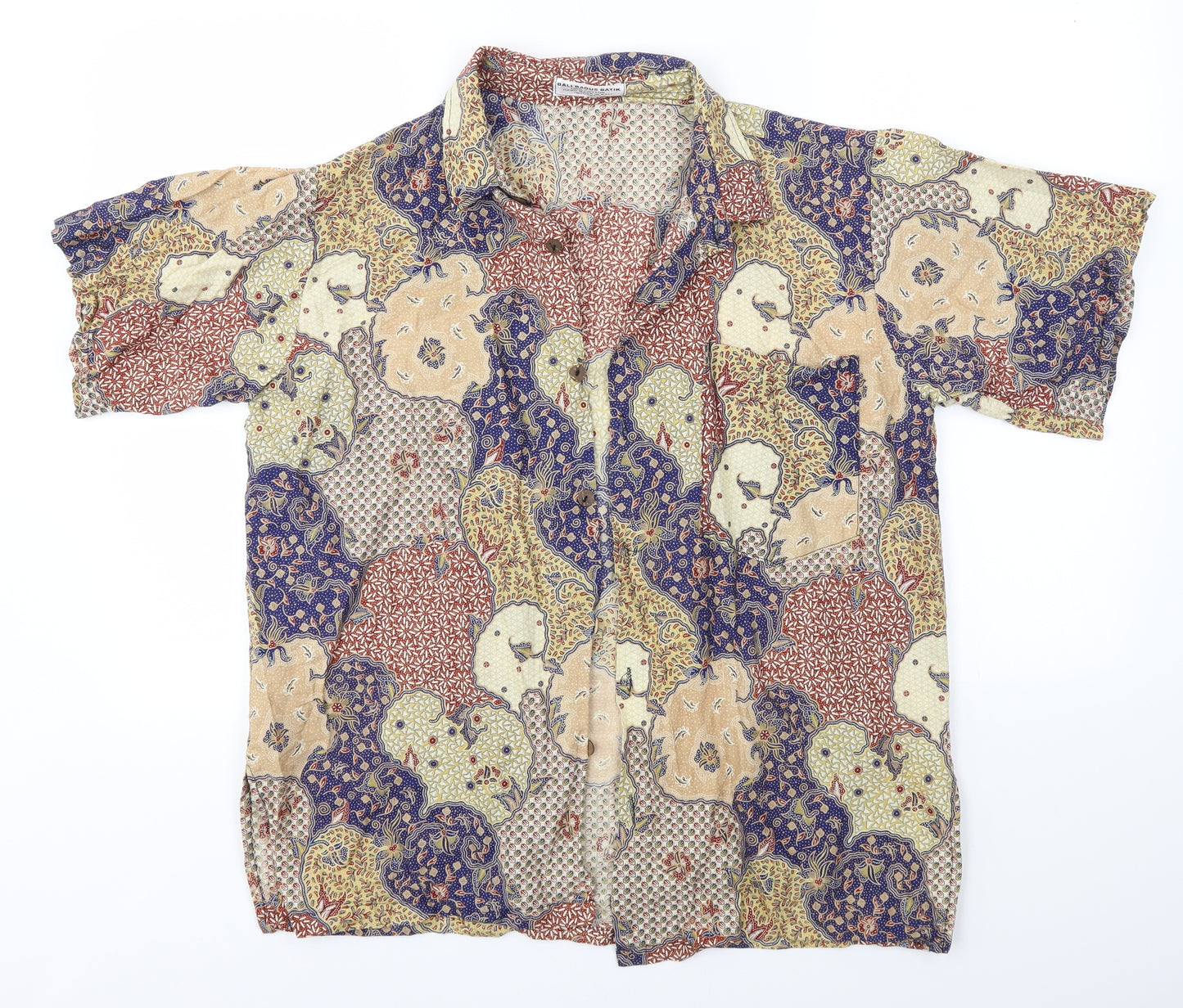 BALI BAGUS BATIK Mens Multicoloured    Button-Up Size L  - 100% COTTON Handmade in Bali, Indonesia