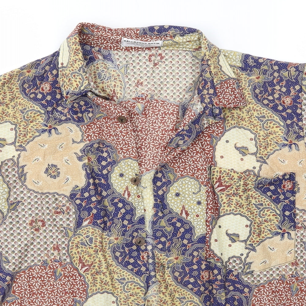 BALI BAGUS BATIK Mens Multicoloured    Button-Up Size L  - 100% COTTON Handmade in Bali, Indonesia