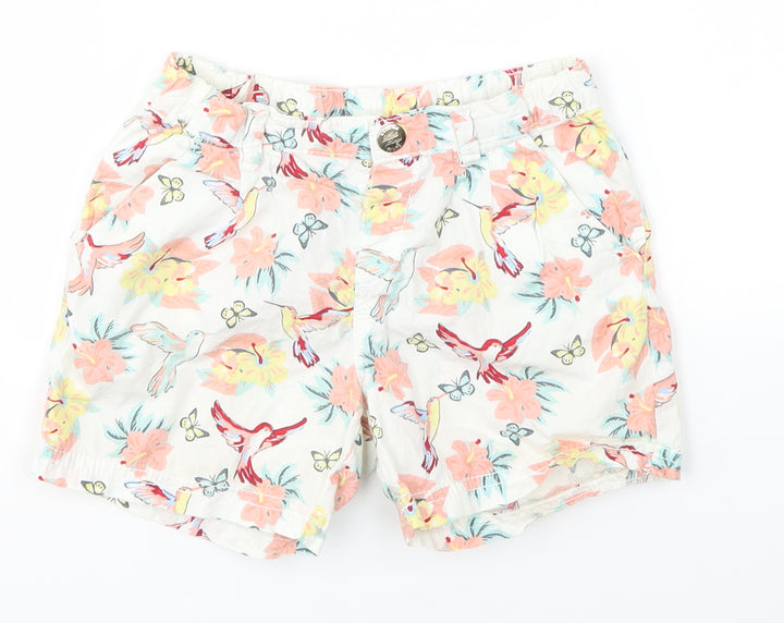 H&M Girls Multicoloured Floral Chino Shorts Size 5-6 Years