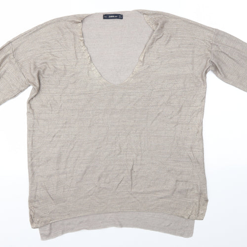 Zara Womens Brown   Pullover Jumper Size L
