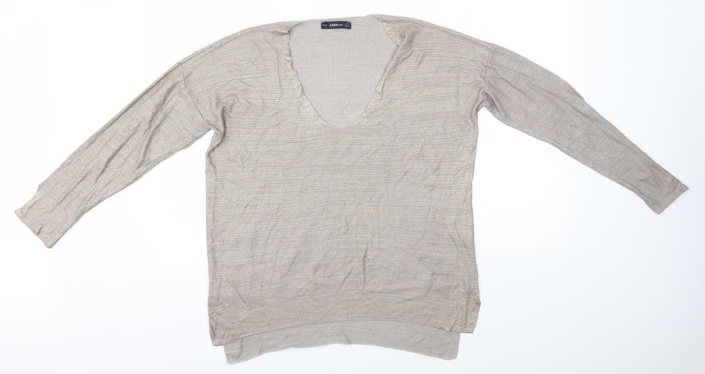 Zara Womens Brown   Pullover Jumper Size L