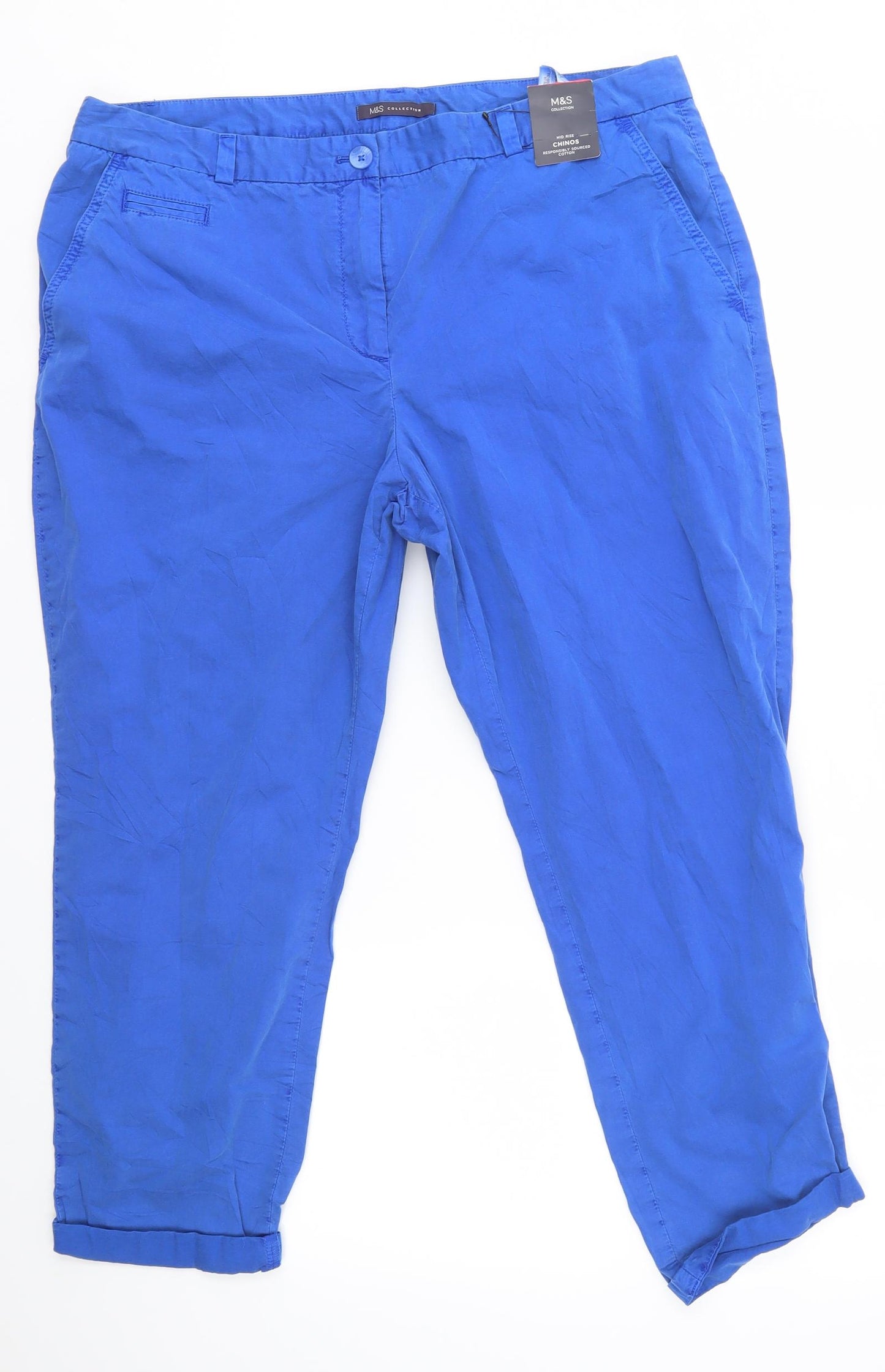 M&S Womens Blue   Trousers  Size 18 L27 in