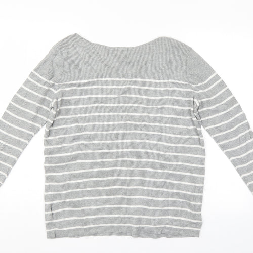 Preworn Womens Grey Striped  Pullover Jumper Size L