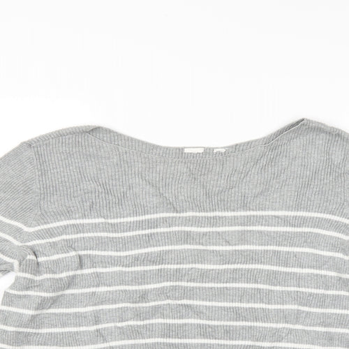 Preworn Womens Grey Striped  Pullover Jumper Size L