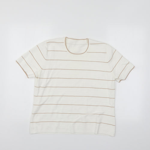 Preworn Womens White Striped  Pullover Jumper Size 18