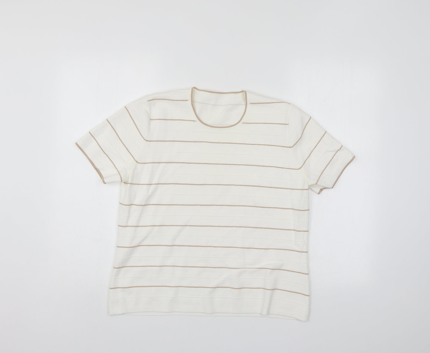 Preworn Womens White Striped  Pullover Jumper Size 18