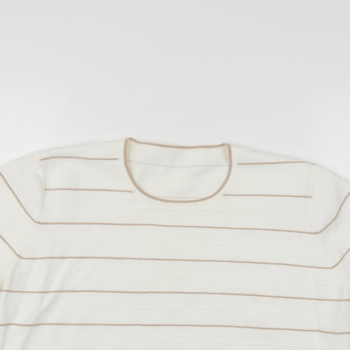 Preworn Womens White Striped  Pullover Jumper Size 18