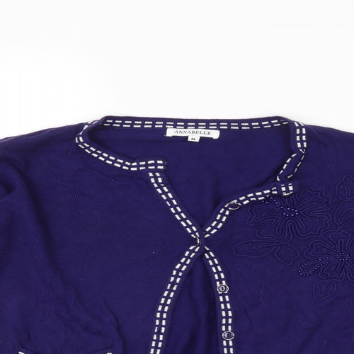 Annabelle Womens Blue Floral  Cardigan Jumper Size M