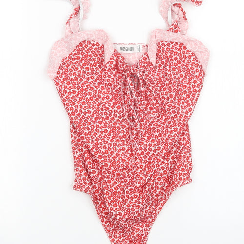 Missguided Womens Red Floral  Bodysuit One-Piece Size 6