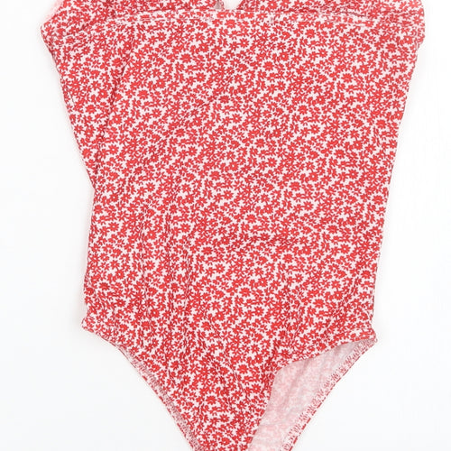 Missguided Womens Red Floral  Bodysuit One-Piece Size 6