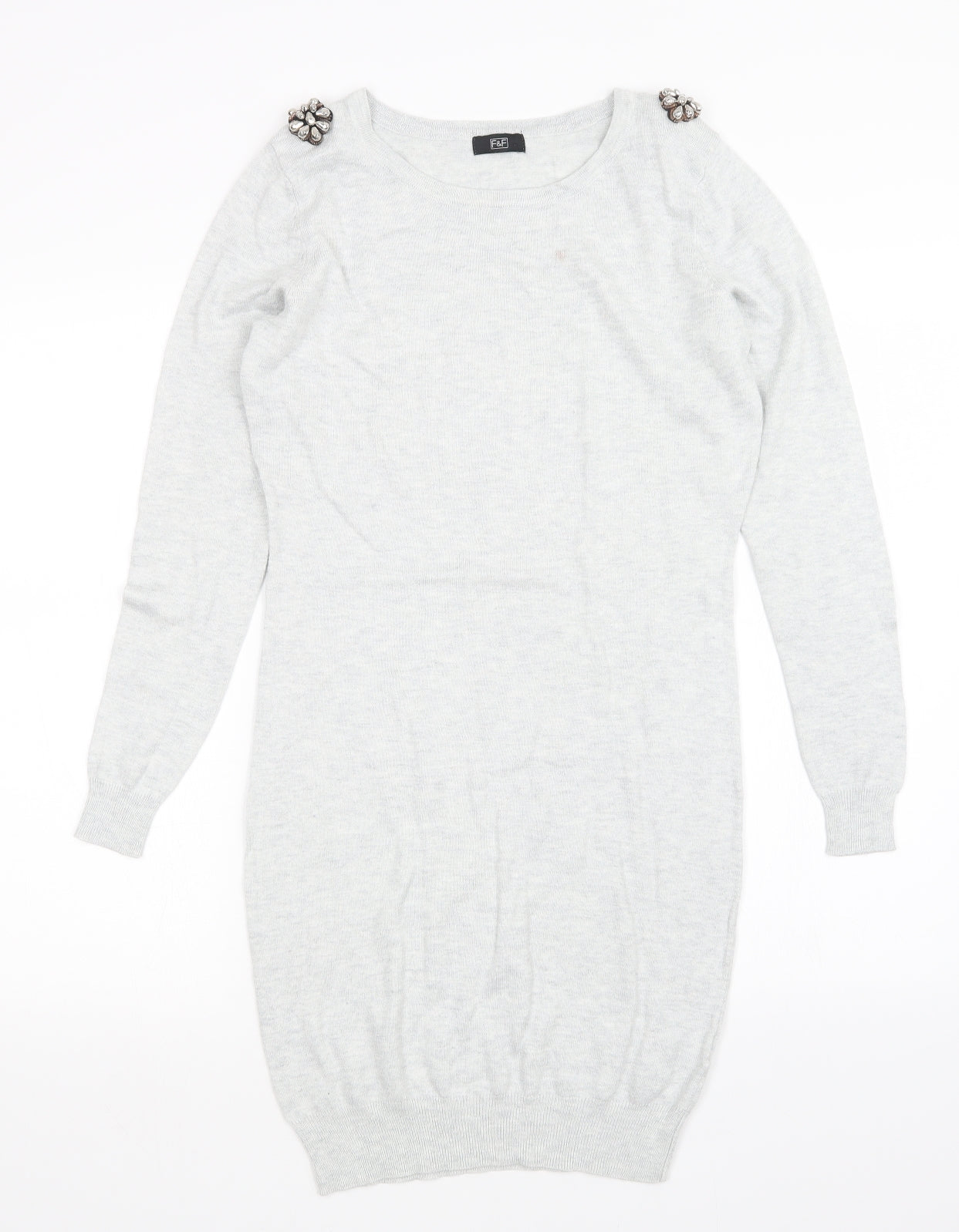 F&F Womens Grey   Jumper Dress  Size 8