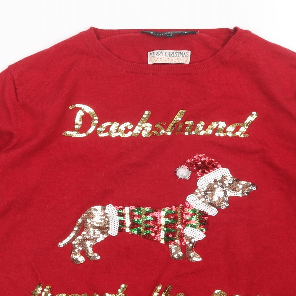 F&F Womens Red   Pullover Jumper Size 14  - Christmas