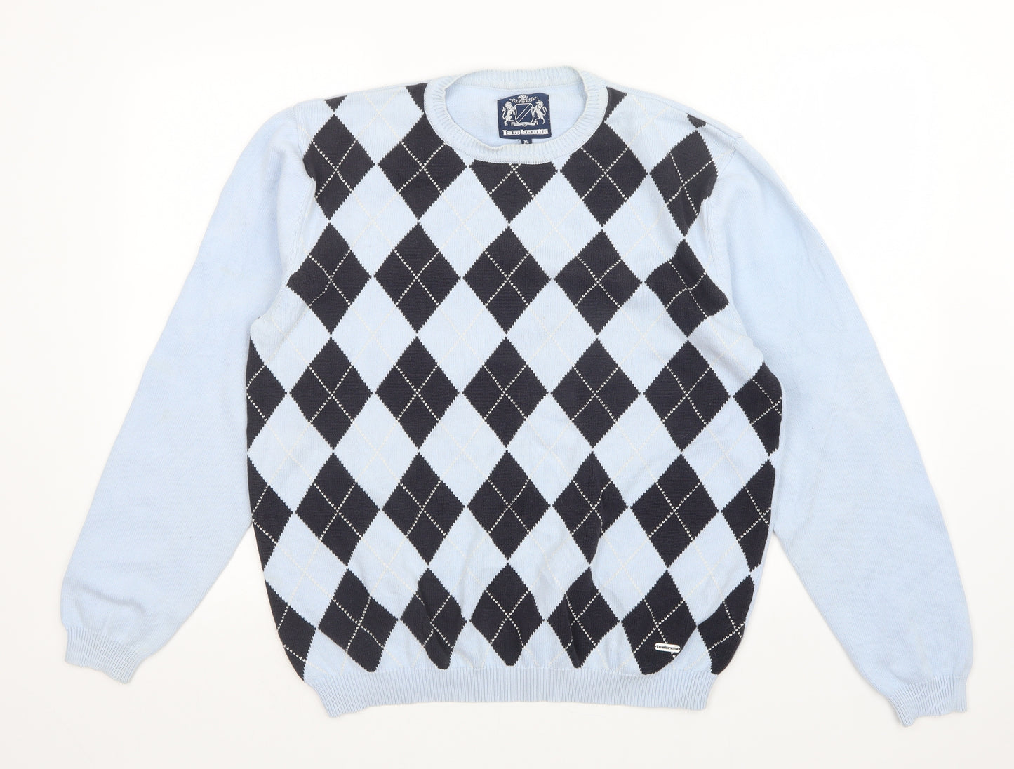 Lambretta Mens Blue Argyle/Diamond  Pullover Jumper Size XL