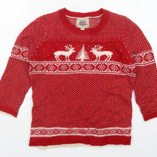 Arabella & Addison Womens Red Polka Dot  Pullover Jumper Size M  - Christmas