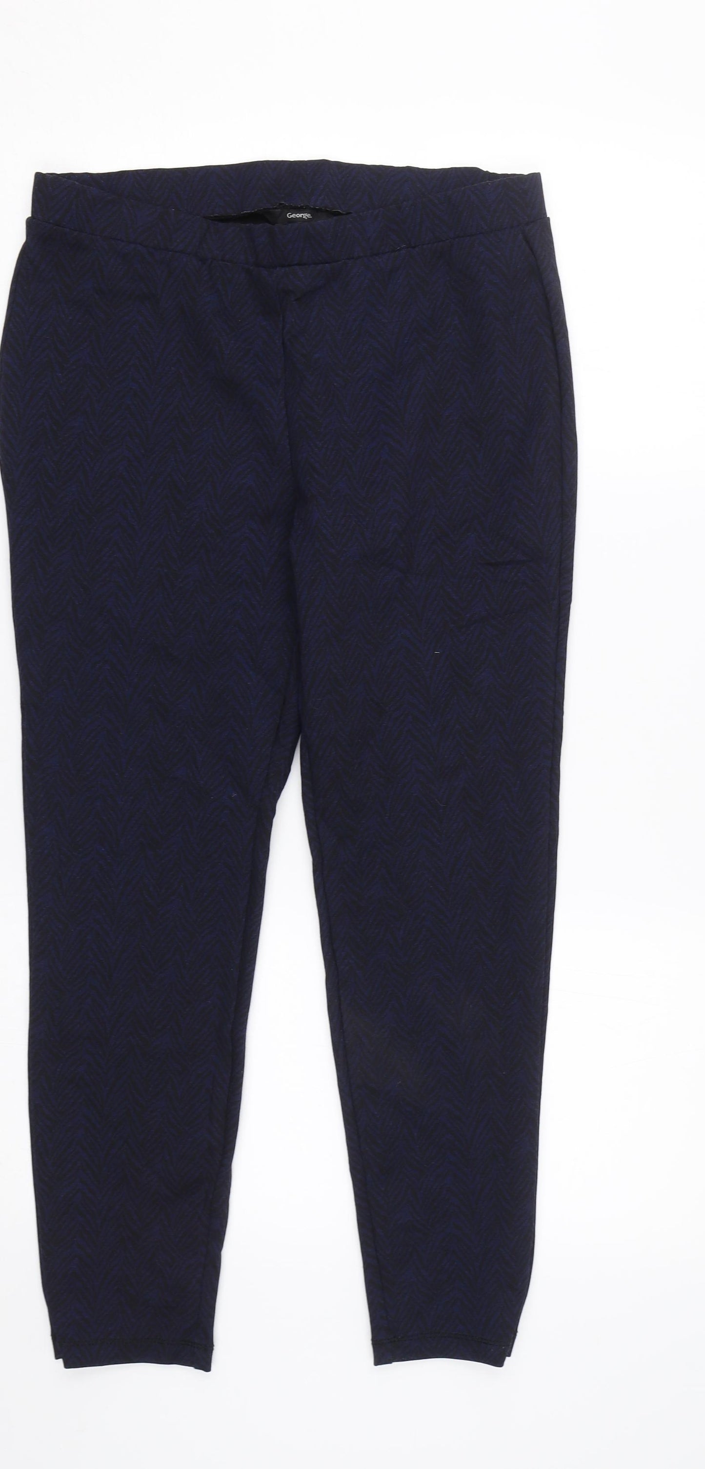 George Womens Blue Geometric  Jegging Trousers Size 14 L28 in