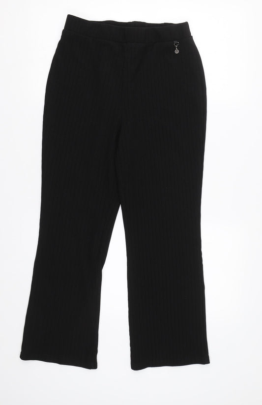 Front view of Papaya women’s black trousers, size UK 12, 25-inch leg