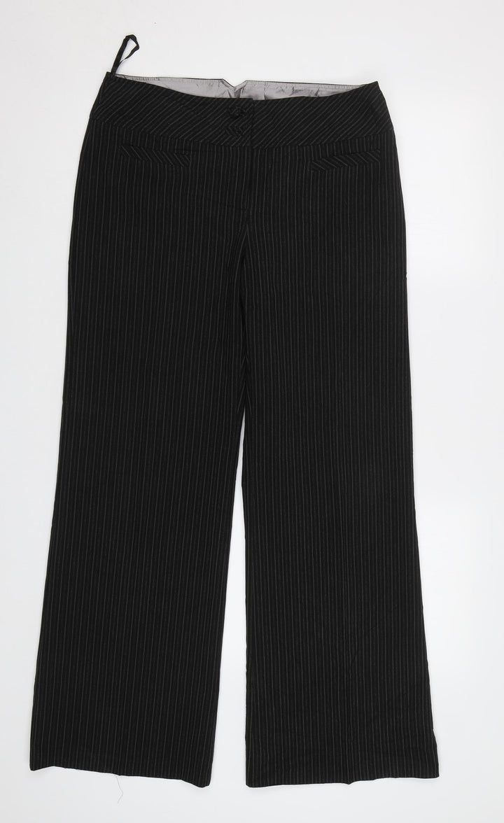 Dorothy Perkins Womens Black Striped Dress Pants Trousers Size 12 L31 in