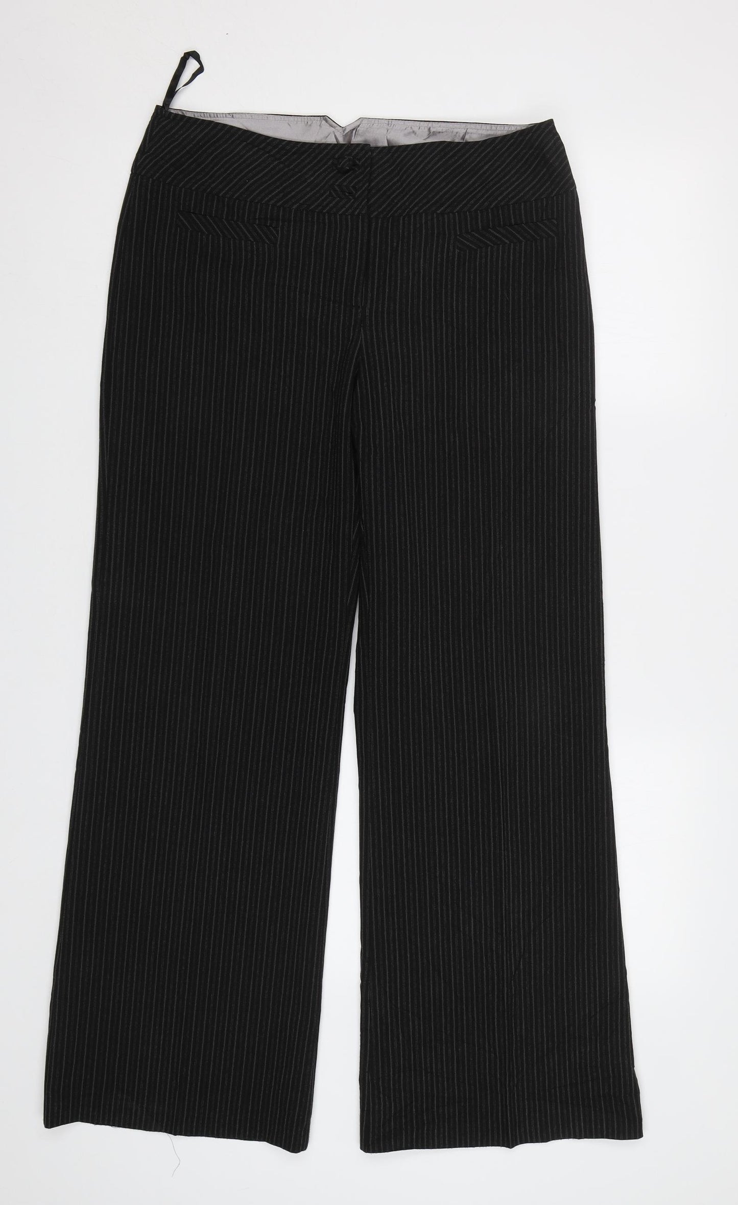 Dorothy Perkins Womens Black Striped  Dress Pants Trousers Size 12 L31 in