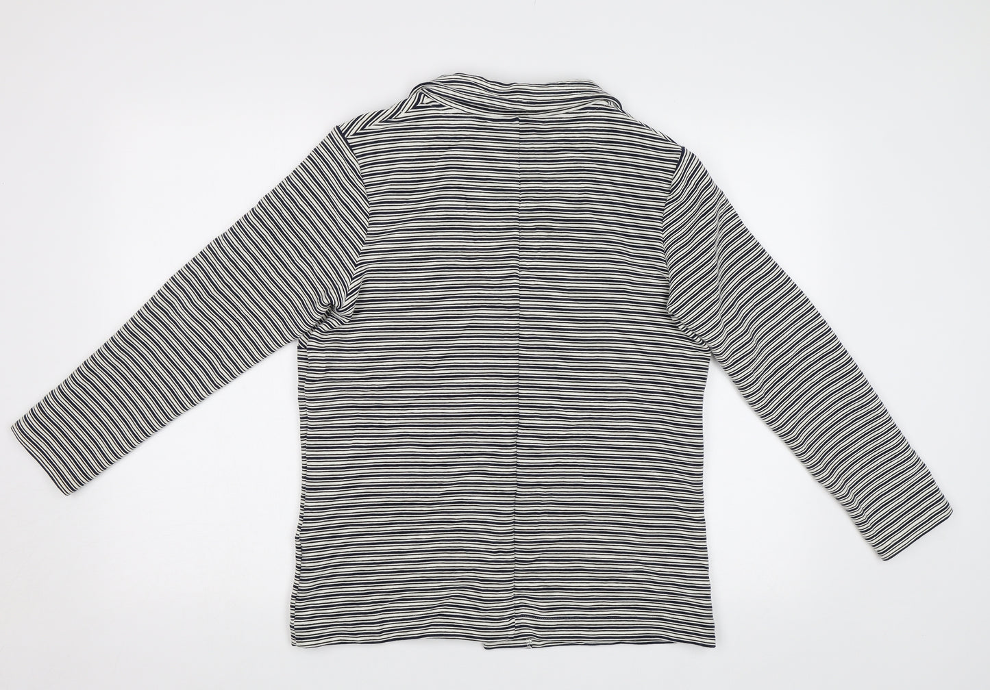 M&S Womens White Striped  Jacket Blazer Size 14