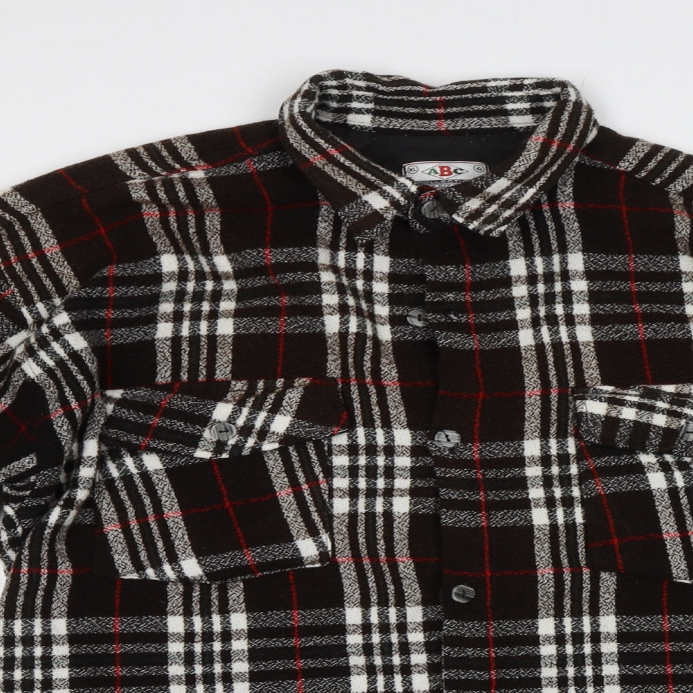ABC Collection Mens Brown Check   Button-Up Size XL