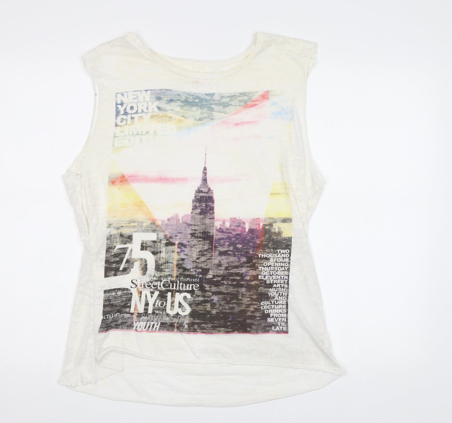 River Island Womens White   Basic T-Shirt Size 14  - NYC