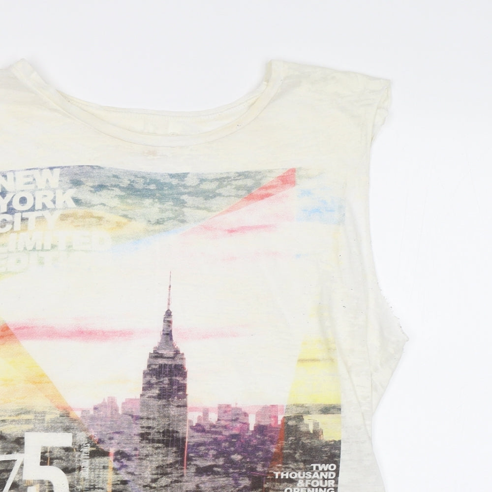 River Island Womens White   Basic T-Shirt Size 14  - NYC