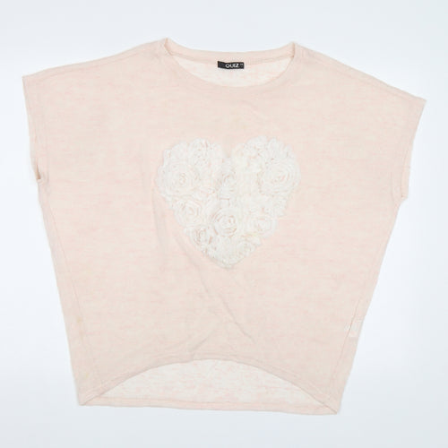 Quiz Womens Pink   Pullover Jumper Size M  - Heart
