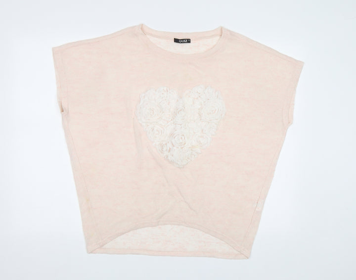 Quiz Womens Pink   Pullover Jumper Size M  - Heart