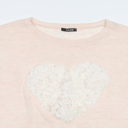 Quiz Womens Pink   Pullover Jumper Size M  - Heart