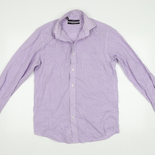 NEXT Mens Purple Check   Button-Up Size 15.5