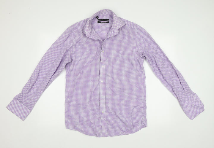 NEXT Mens Purple Check   Button-Up Size 15.5