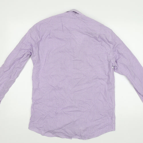 NEXT Mens Purple Check   Button-Up Size 15.5