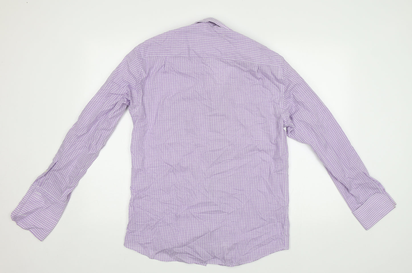 NEXT Mens Purple Check   Button-Up Size 15.5
