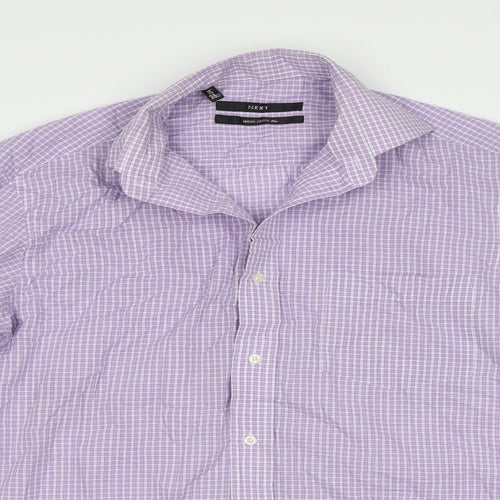NEXT Mens Purple Check   Button-Up Size 15.5