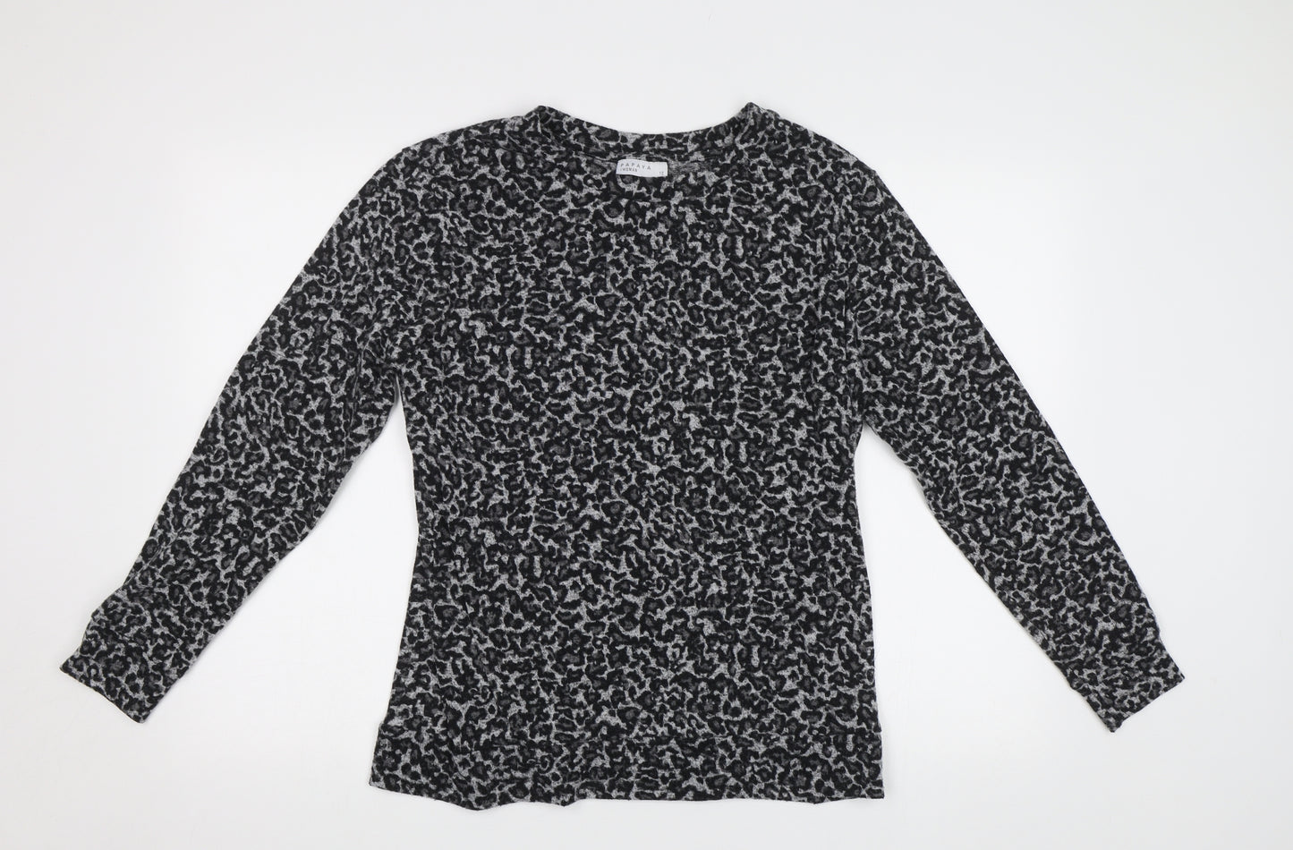 Papaya Womens Grey Animal Print  Pullover Jumper Size 12