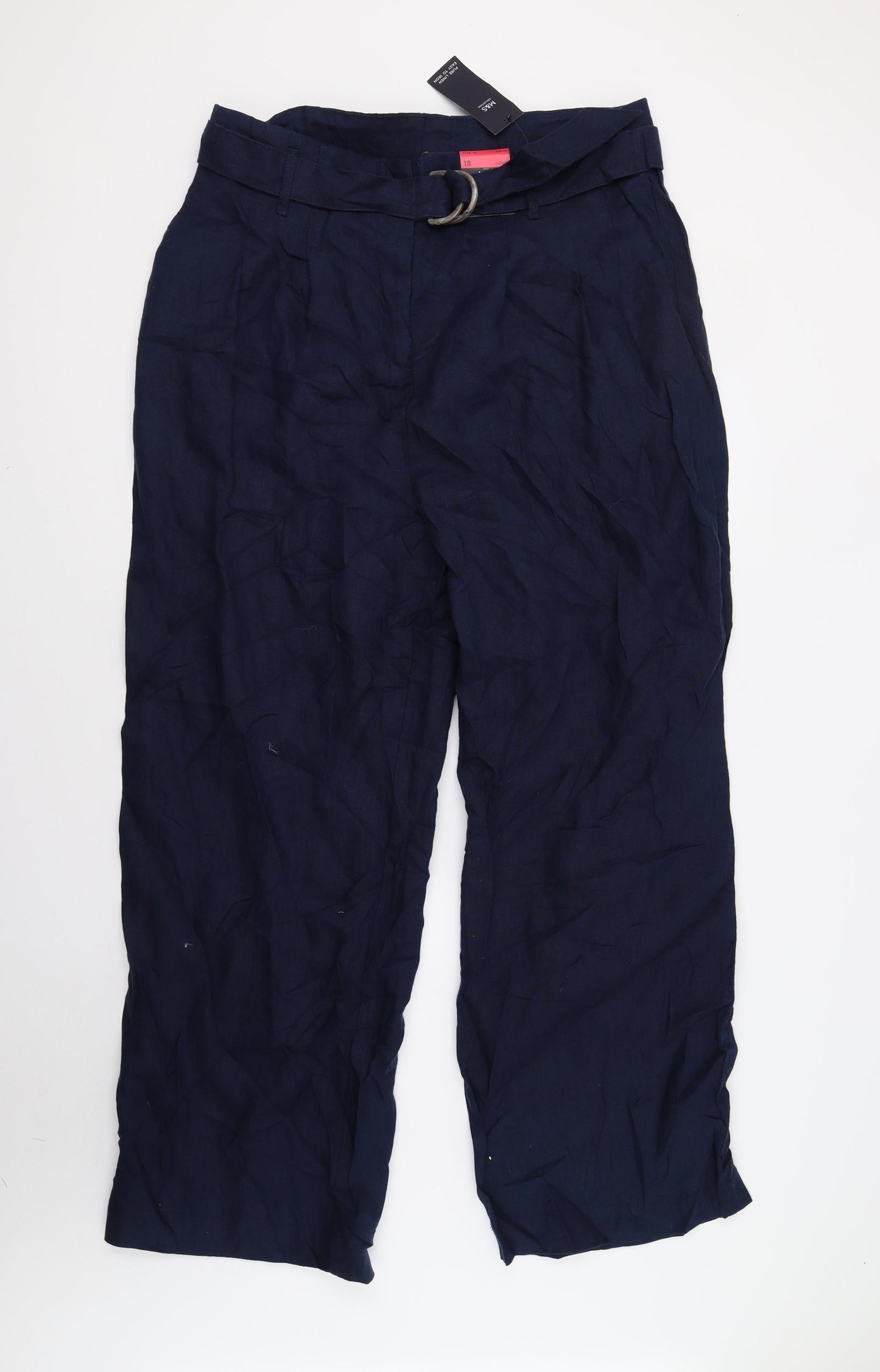 M&S Womens Blue   Trousers  Size 18 L32 in - Long