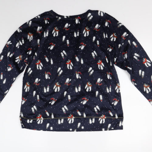 M&S Womens Blue Solid Fleece Top Pyjama Top Size L