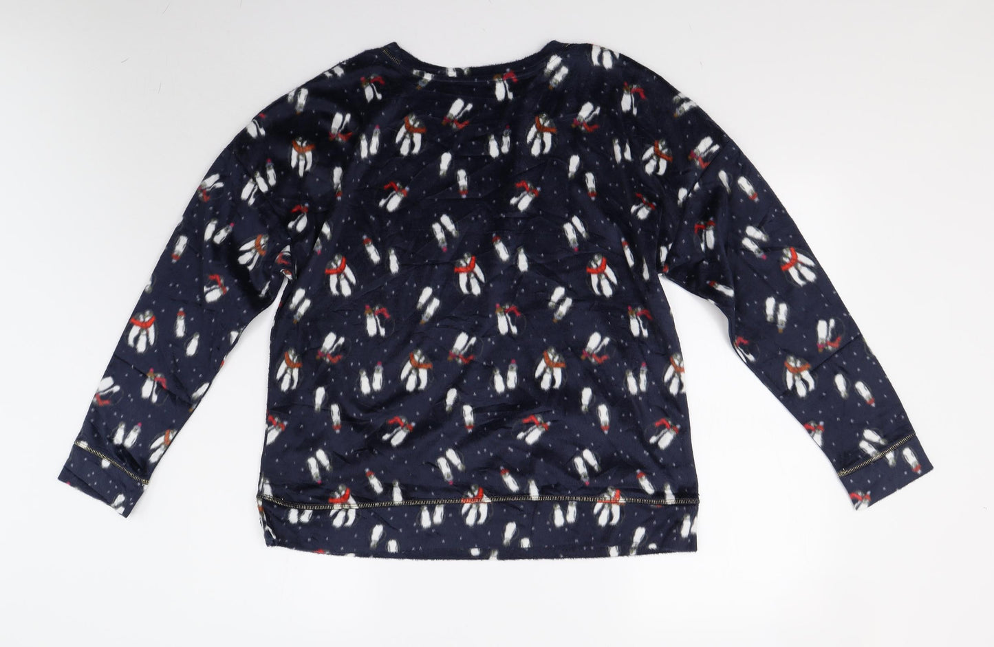 M&S Womens Blue Solid Fleece Top Pyjama Top Size L