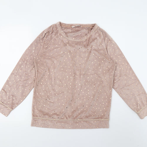 TU Womens Brown Polka Dot Fleece Top Pyjama Top Size 10