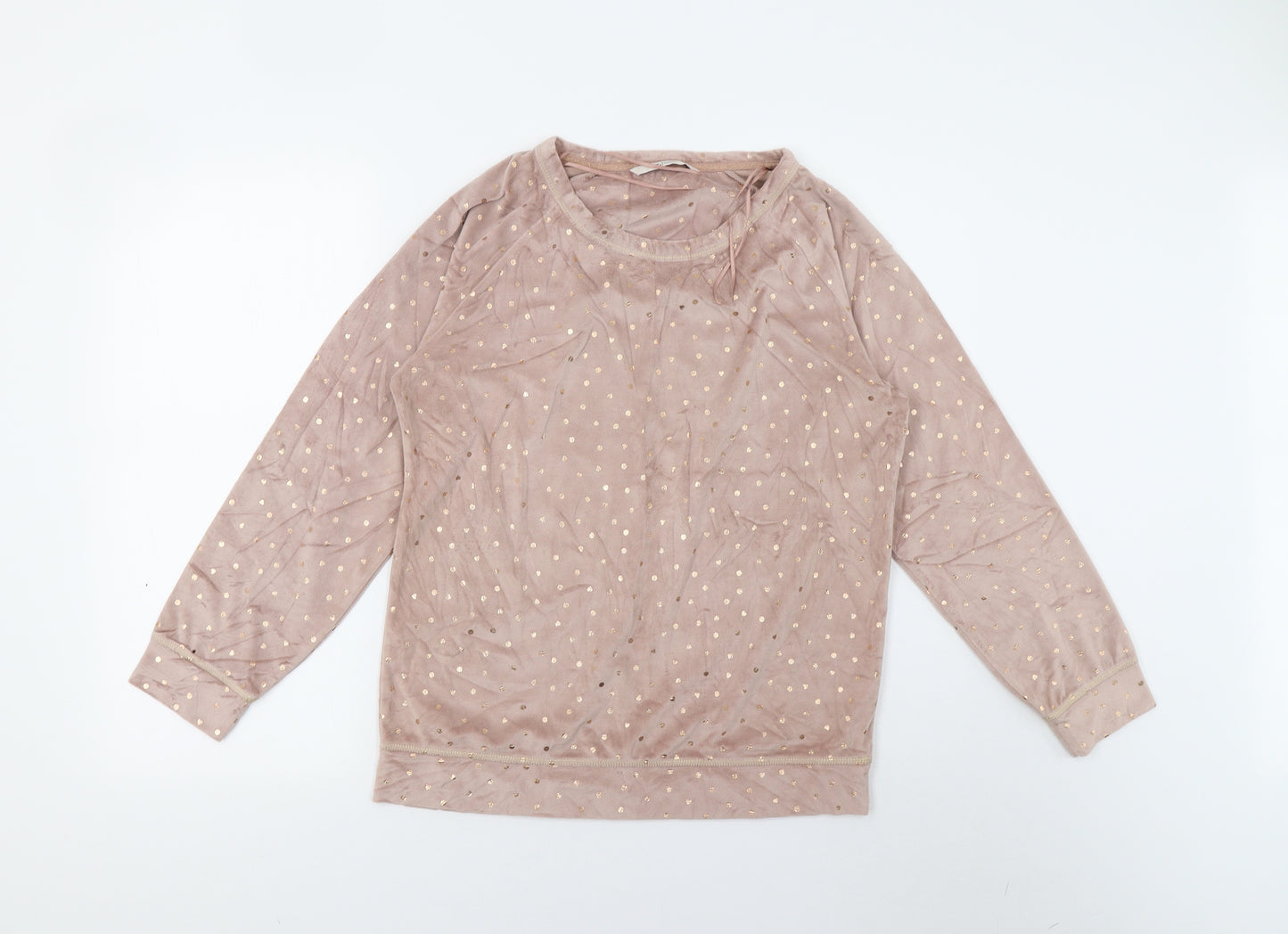 TU Womens Brown Polka Dot Fleece Top Pyjama Top Size 10